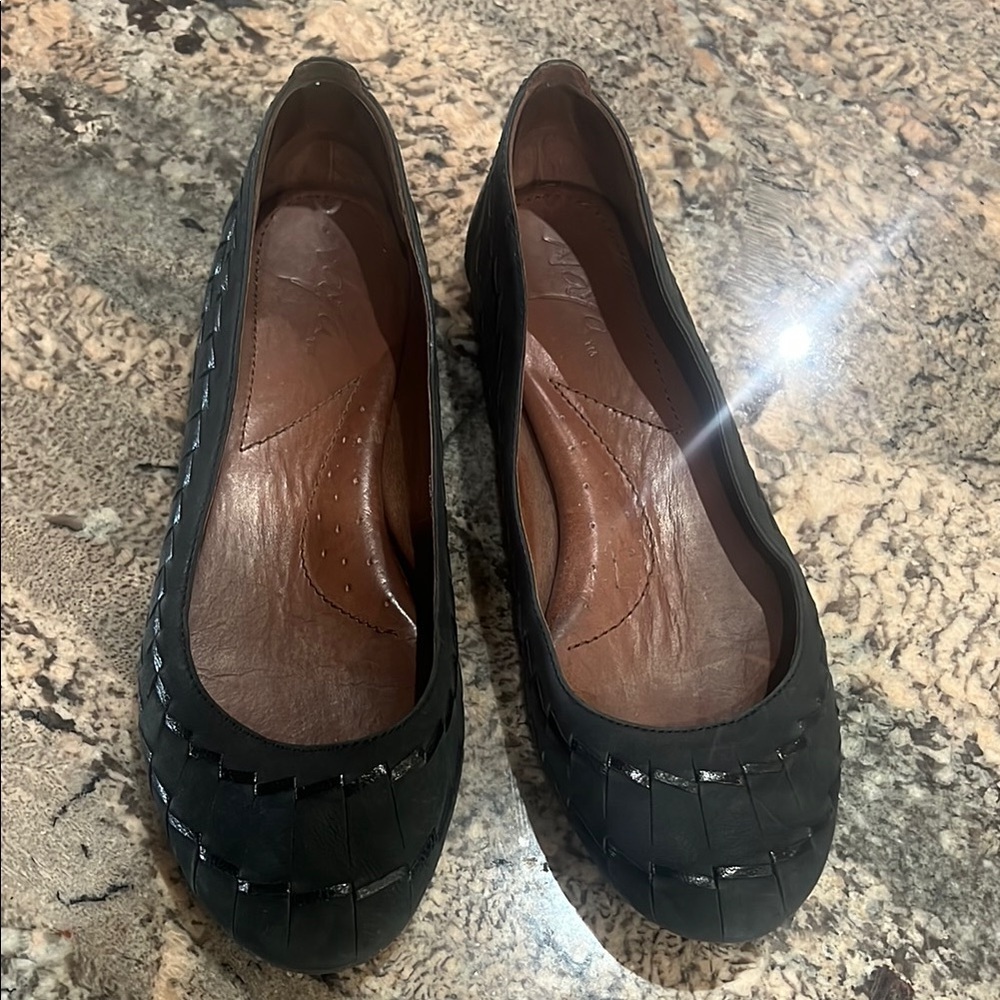 Naya Black Flats with Perforated Design